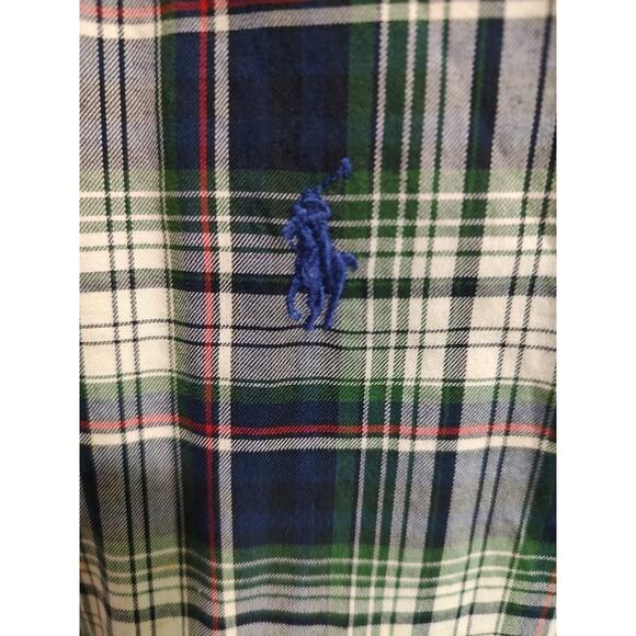 Men's Ralph Lauren Classic Fit Long Sleeve Button Up Plaid Shirt Blue/Green - XL - Picture 6 of 7